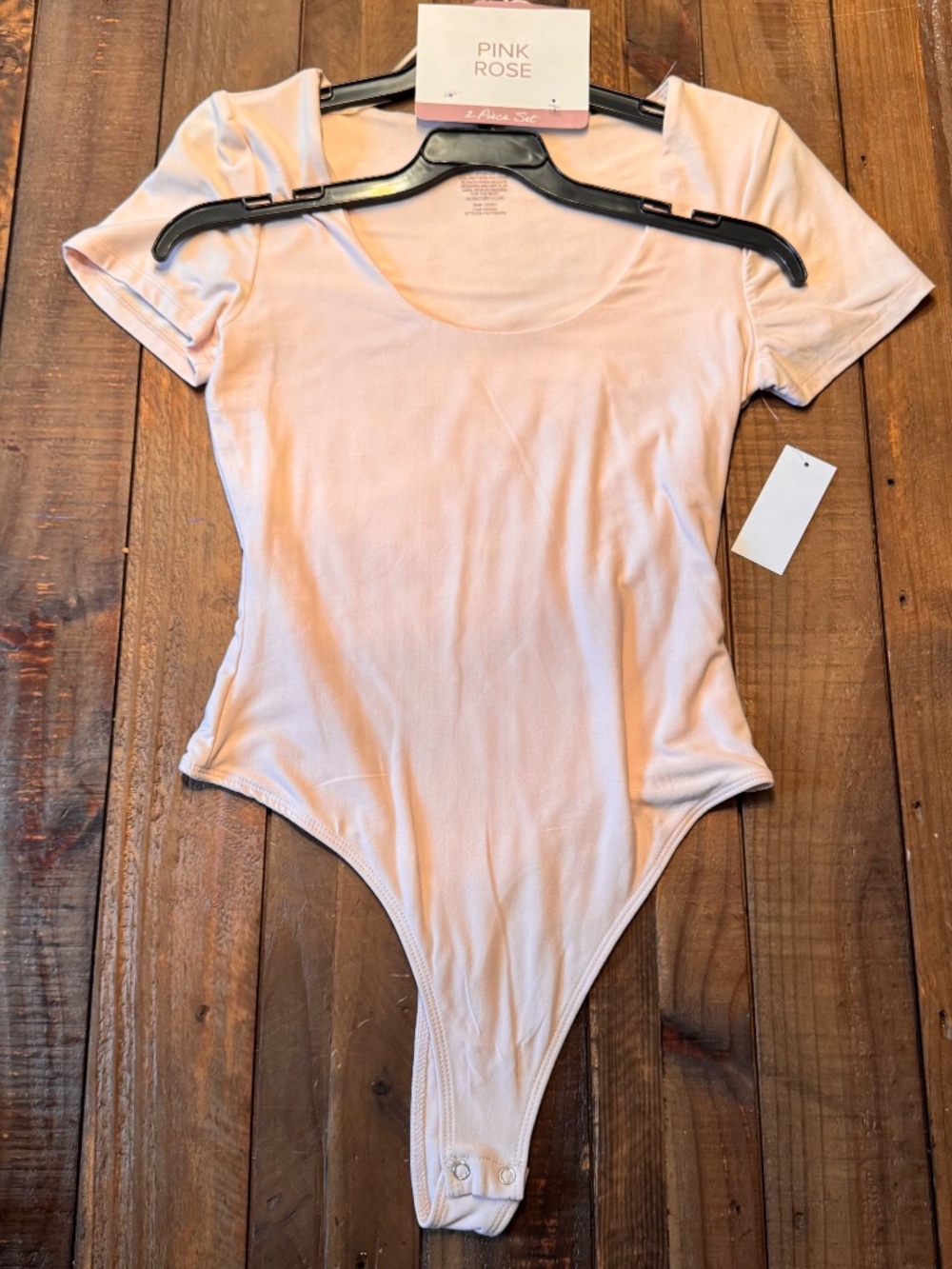 Pink Rose 2 Pack Scoop Neck Bodysuits. Size Small. Blush Pink & Cream - Picture 3 of 7